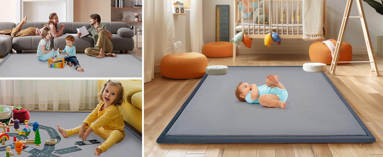 SLSY Baby Play Mat Memory Foam Nursery Rug Area Rug Yoga Mat Playmat Crawling Mat for Baby,Toddlers,Kids,Floor Mat Tatami Mat for Living Room Non-Slip 1.4" Thick