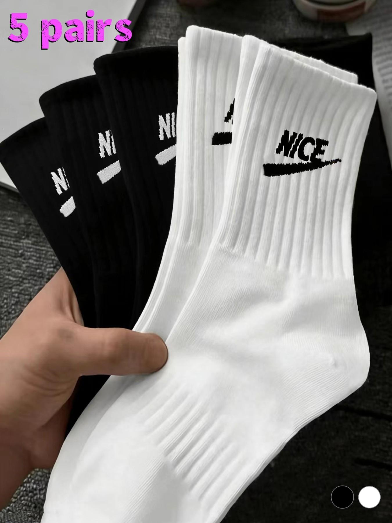 5 pairs of NICE new breathable Athletic mid tube socks, sweat absorbing and comfortable unisex trendy socks. Street style daily commuting versatile short socks Socks Men Sweat Absorbent Socks