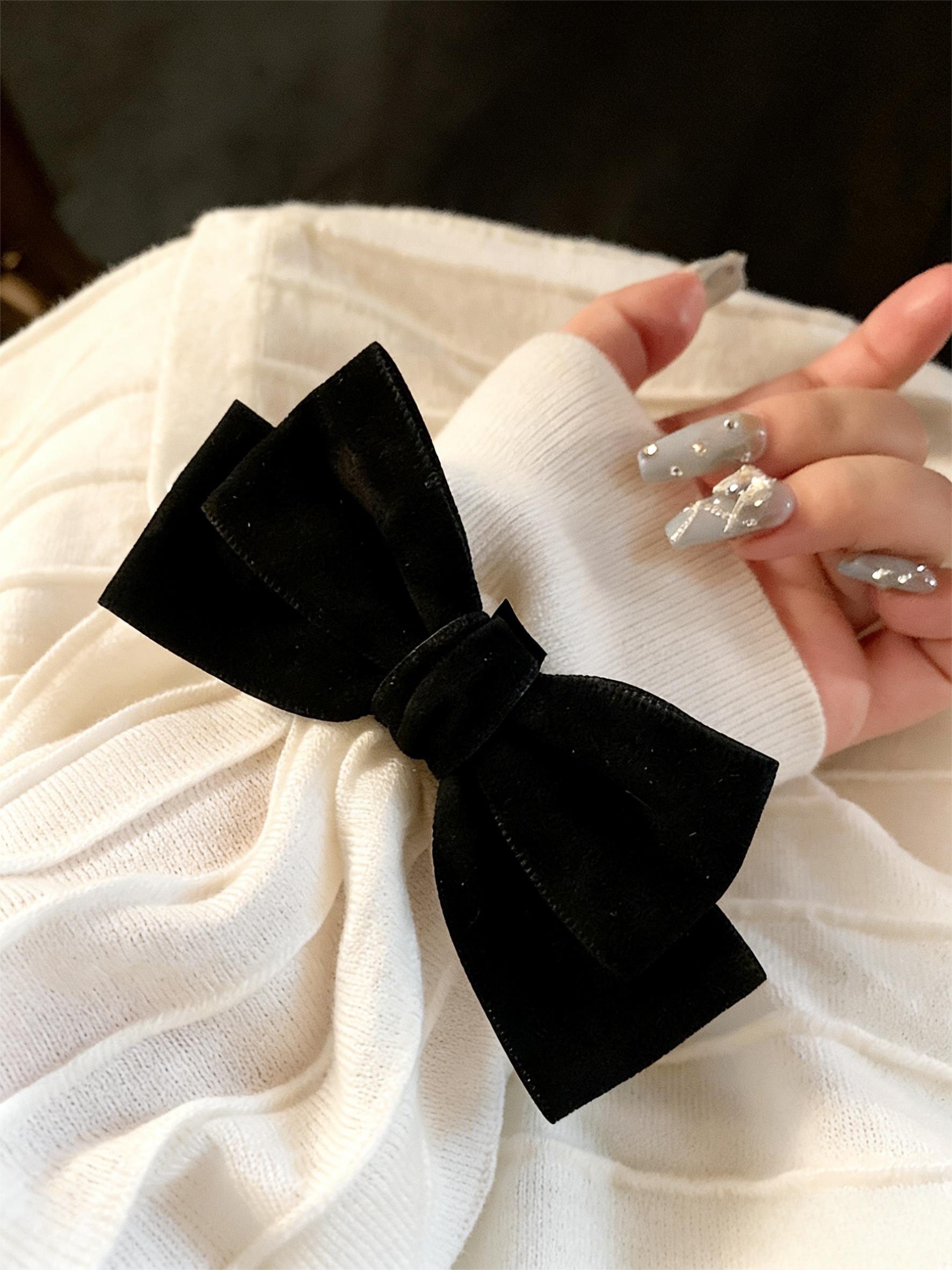 Elegant Velvet Bow Hair Tie, Vintage French Style, New Fall Winter Accessory, 1 Piece, Perfect for Stylish