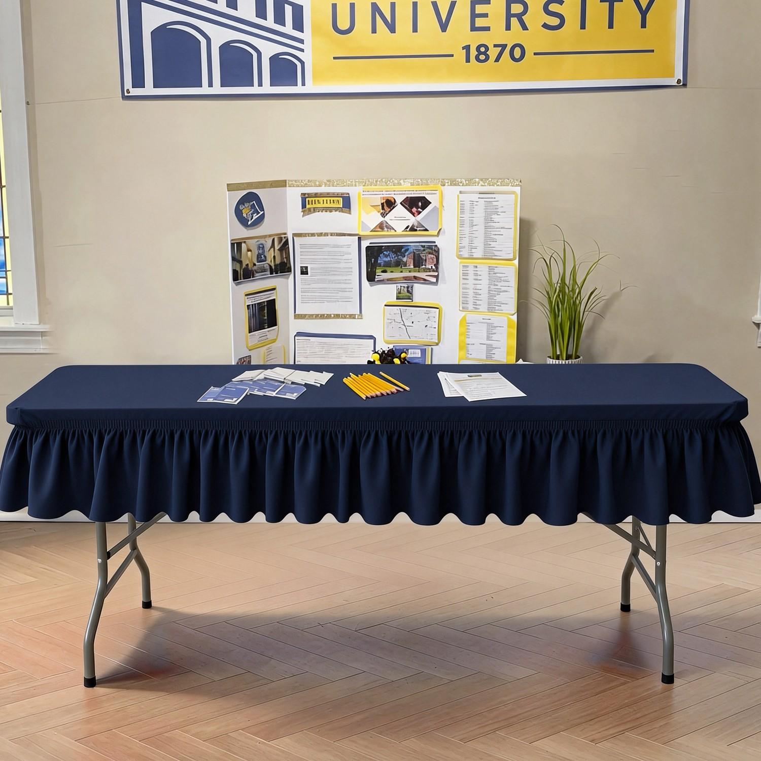 Stretchable Rectangular Tablecloth with Stretched Border Design, Wrinkle-Free Easy Wash, Smooth, Ideal for Weddings Parties and Table Protection, Portable Tablecloth