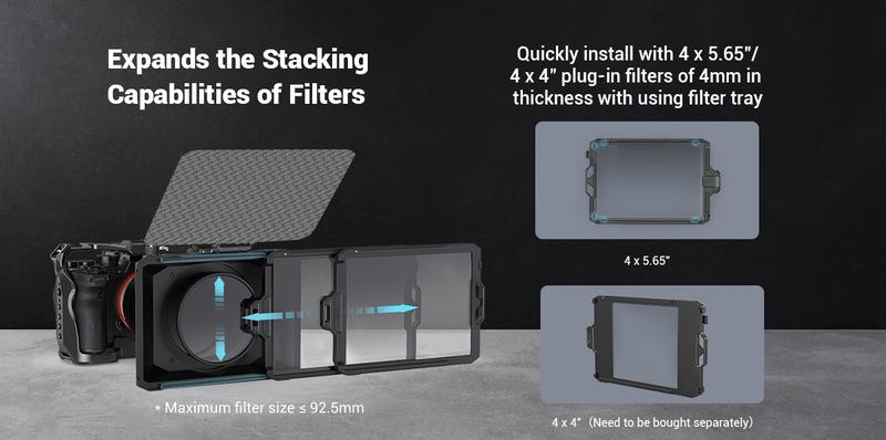 SmallRig Mini Matte Box Lite, DSLR Matte Box with Carbon Fiber Top Flag, for 67mm/72mm/77mm/82mm/95mm Lenses, for 4x5.65 Filter/Circular Filter - 3575