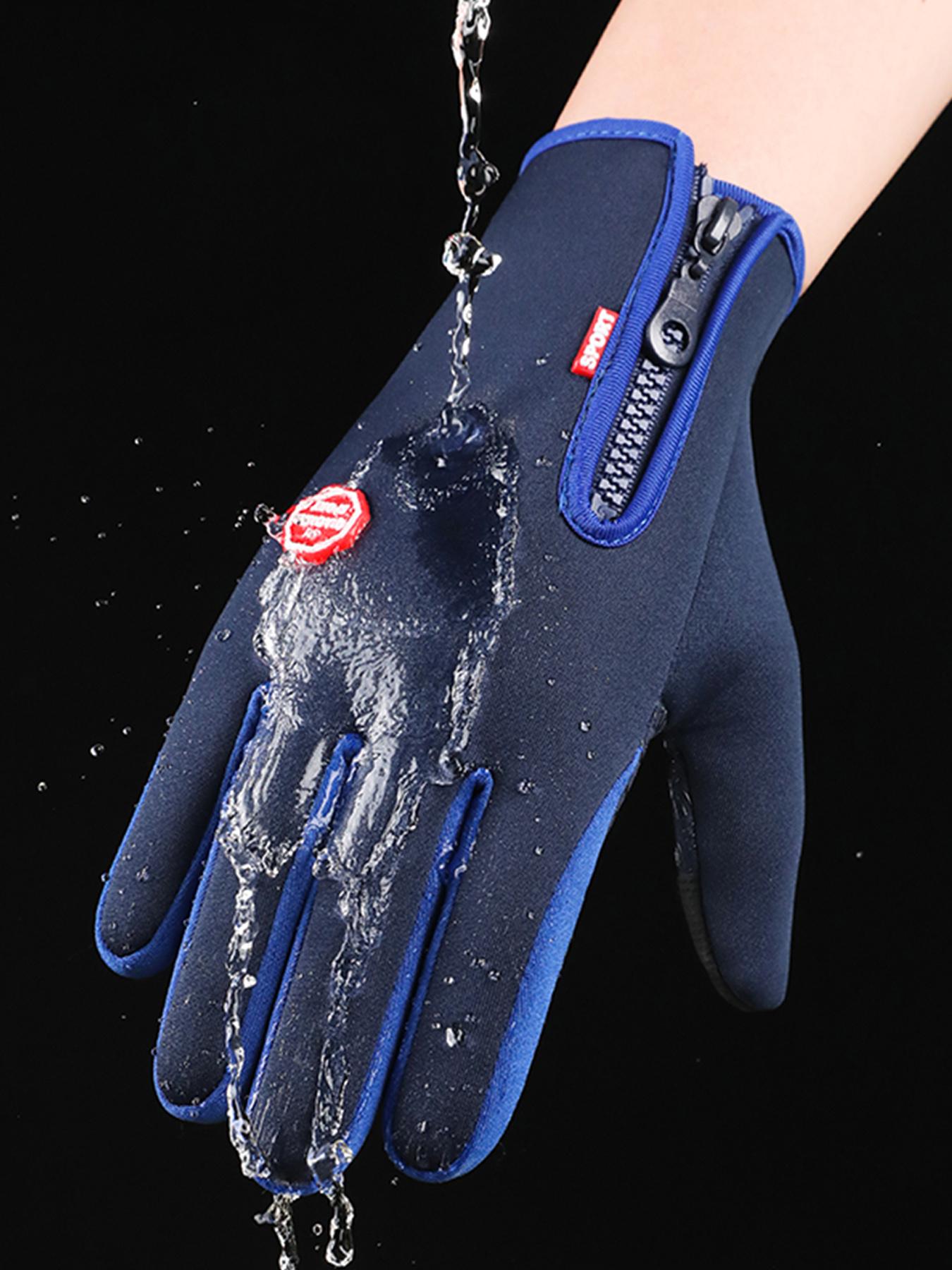 Spring Autumn Outdoor Sports Fleece Lined Cycling Gloves Waterproof Touchscreen Mountaineering Gloves Zipper Gloves Outdoor Activity Gloves