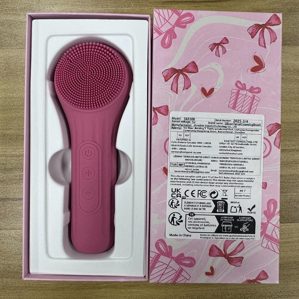 Electric sonic facial cleansing brush, facial cleanser tool, facial exfoliating brush, silicone purple brush for cleansing mousse, gentle facial cleansing tool, skin care tool, multiple colors available