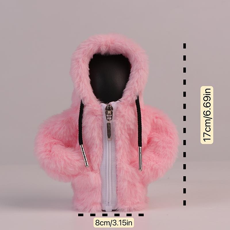 Cute Plush Car Automatic Shift Knob Cover, Winter Car Gear Shift Protector, Car Interior Decoration Accessories for Women & Girls, Pink