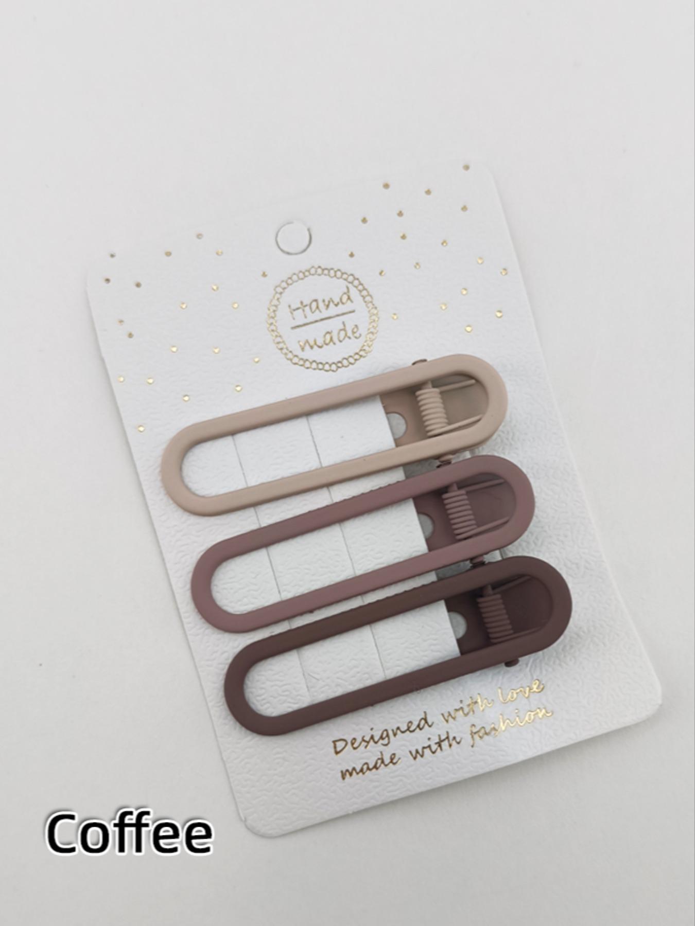 1 Pack of 3 Hollow Out Oval Duckbill Clips, Metal Material, Matte Finish, Lightweight, Suitable for Commuting, School, Dates, Fashionable and Practical