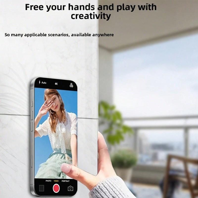 Silicone Suction Cup Phone Stand, Adjustable Holder with Metal/rubber Base, Foldable Neck Tube, Compatible with iPhone & Smartphones