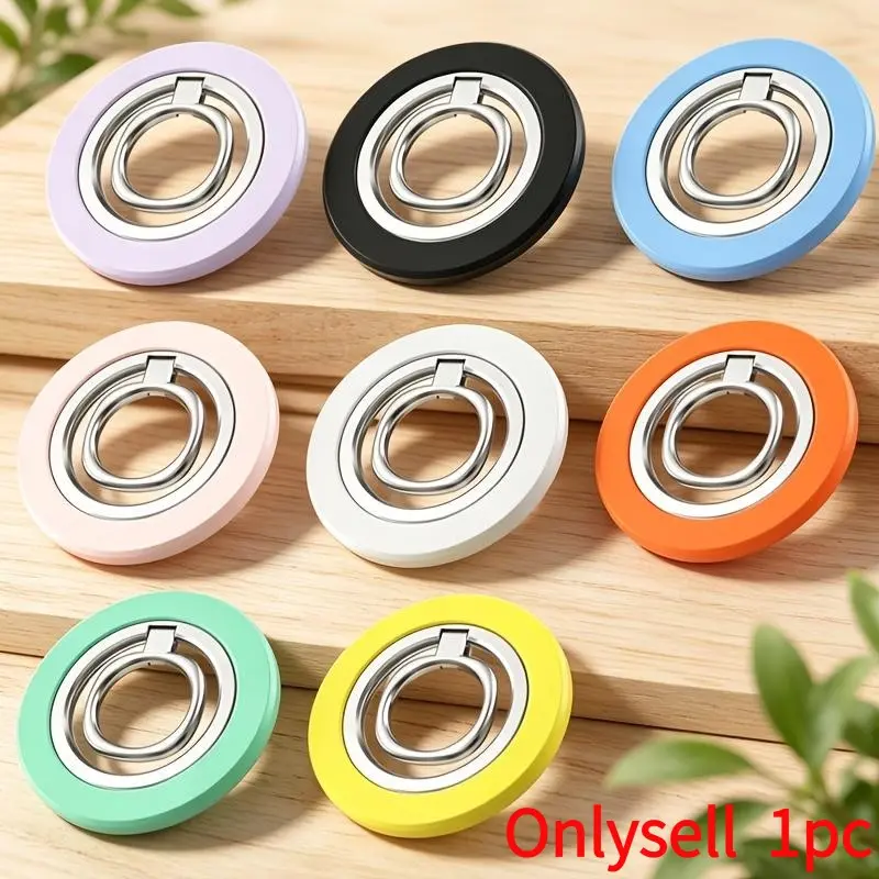 Phone Ring Holder for Smartphone, 360 Degree Rotating Buckle Foldable Magnetic Phone Stand, Anti Slip Stable One Hand Operation Portable