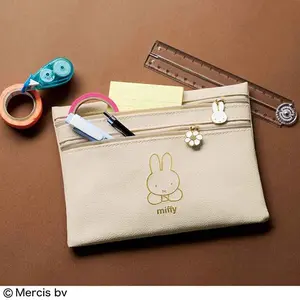 Kawaii Anime Miffy Rabbit Stationery Bag Portable Double-zipper cute Small Item Storage Bag ID Card Flip Diary Storage Small Bag