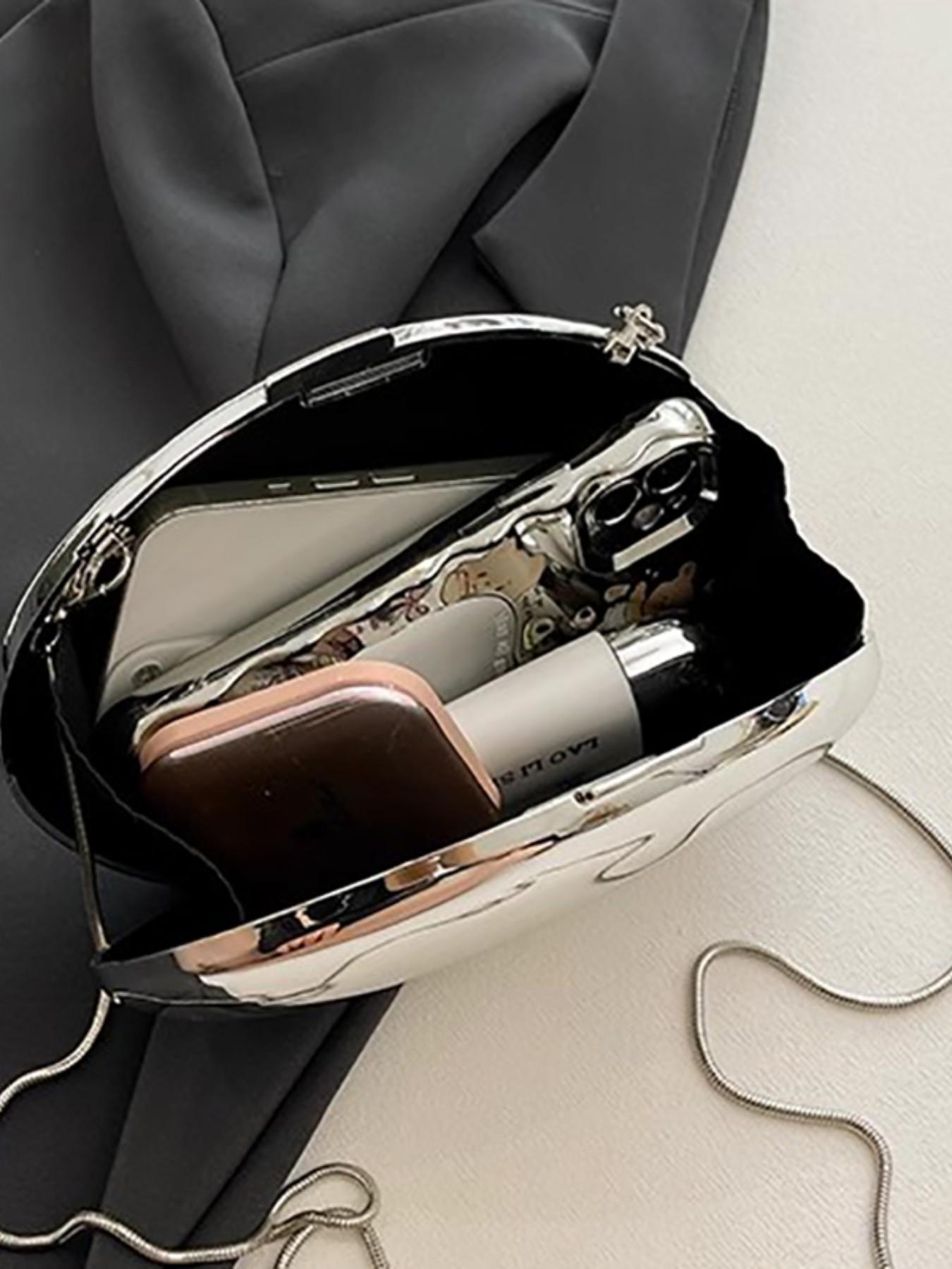 Egg-Shaped Acrylic Shiny Shell Box Bag, Party Handbag, Chain Crossbody Bag, Summer Commuter Lipstick Phone Bag, Fashion Evening Bag