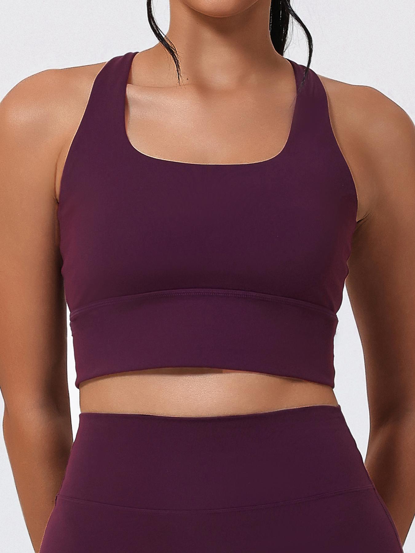 Women's Elastic Backless Sports Bra with Pads, Sexy Crossback Design, Moisture-Wicking Yoga Innerwear, U-Neck, All Seasons, Yoga Workout Activewear, Strappy Workout Bra