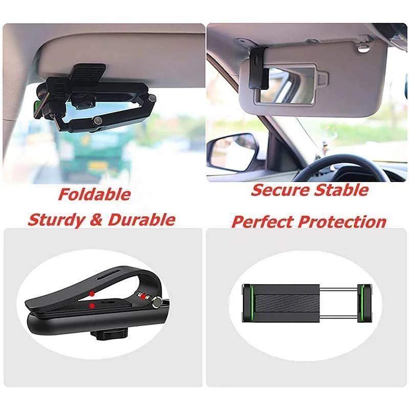 New Multi-function Sun Visor Universal 360 Degree Rotating Phone Holder exavon Suitable for Any Scene Car Holder - Rotatable and Retractable Cell Phone Car Mount