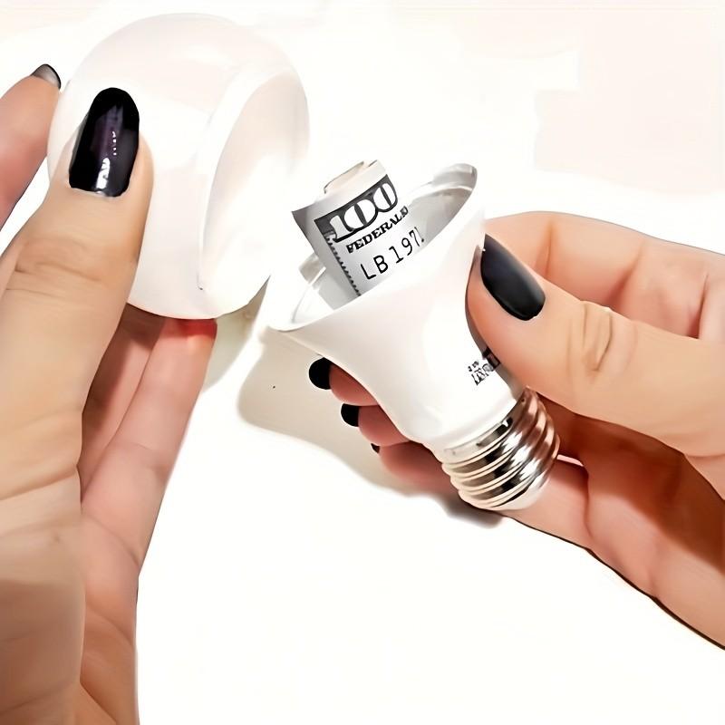 Fake Light Bulb Stash Container - Secret Compartment Hidden Storage Box for Cash, Jewelry, Keys & Small Valuables, Discreet Safe Diversion Safe for Home Security & Privacy