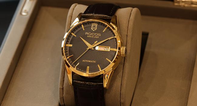 ROCOS Men's Automatic Skeleton Watch – Luxury Leather Strap, Day-Date Display, Waterproof Dress Watch | Elegant Gift | Reloj mecánico para hombre