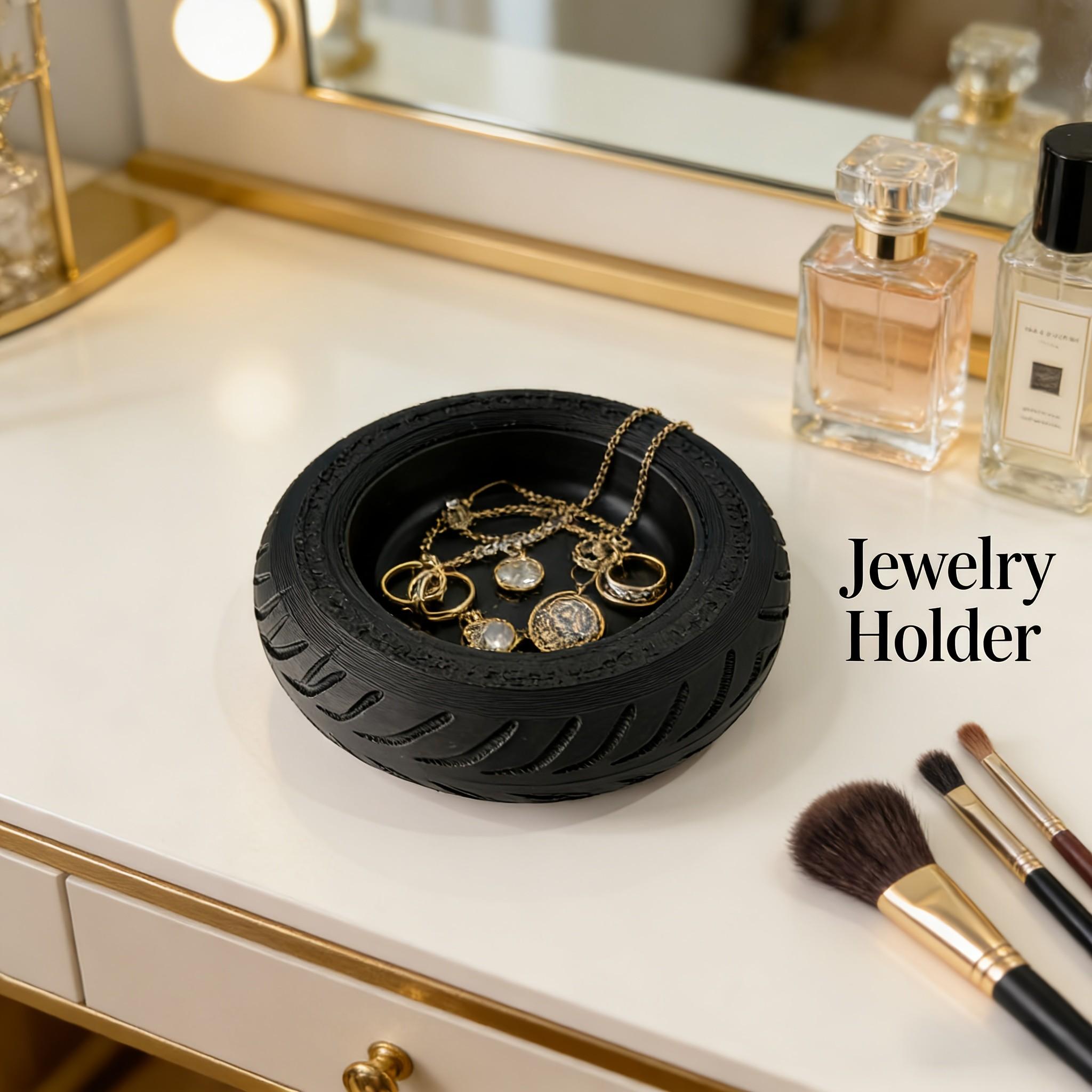 Tire Storage Box, Novelty Car Tire Organizer Tray, Home Decor Shelf, Key and Coin Holder, Perfect Gift for Motorcycle Enthusiasts