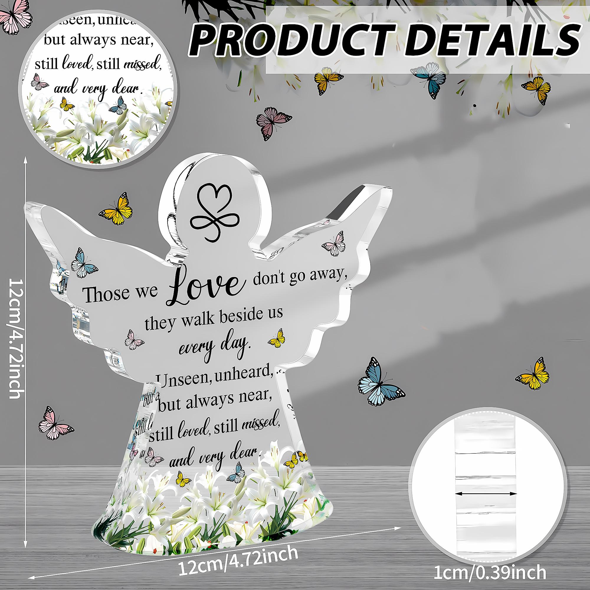 Sympathy Memorial Acrylic Angel Plaque Gift, Inspirational Bereavement Decor, Mini Room Home Decoration, Mothers Day Birthday Present