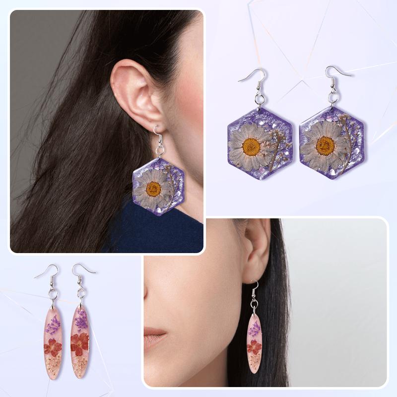 Upgraded 200g Crystal Clear&Low Odor UV Resin Kit,UV Light,Silicone Mat,Ultraviolet Epoxy Resin Hard,UV Resin Starter Kit for Jewelry,Craft Decor,Dried Flowers Accessories , Earring Mold For Resin - LET'S RESIN