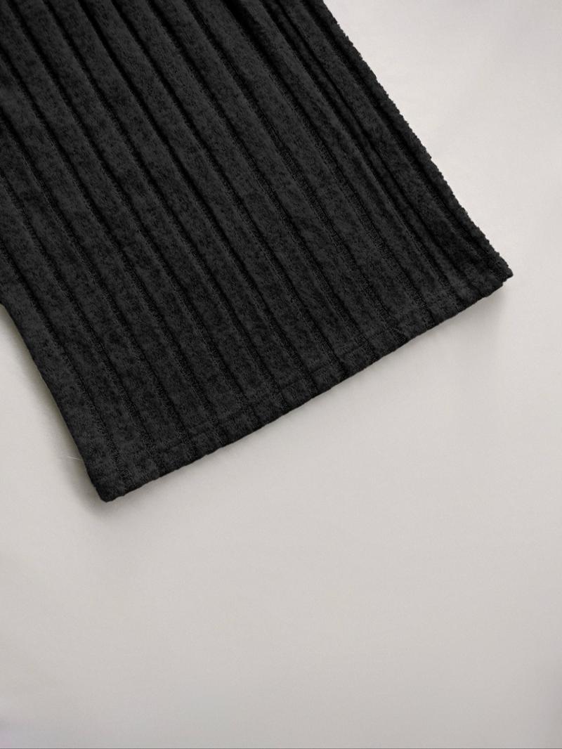 Women's Slim-Fit Solid Color Ribbed Fleece Jumpsuit Set, Wide Leg Pants, Fashionable Comfortable Fabric for Daily Wear