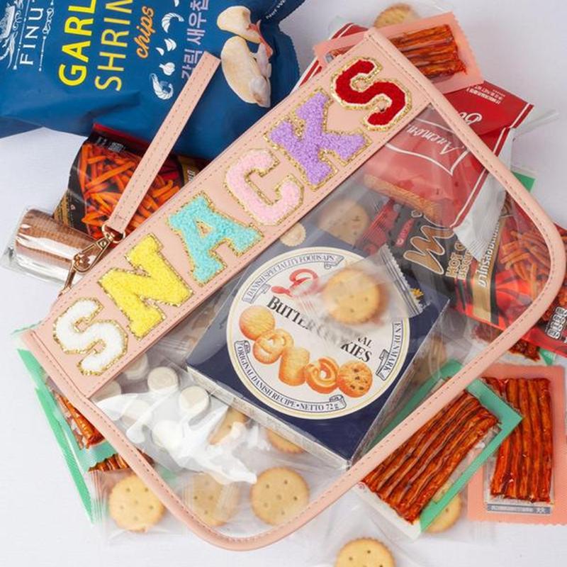 3 Pack Set Letter Patched Snack Storage Bag Portable Cosmetic Bags for Women, Fashionable Shopping Bags for Christmas Gifts