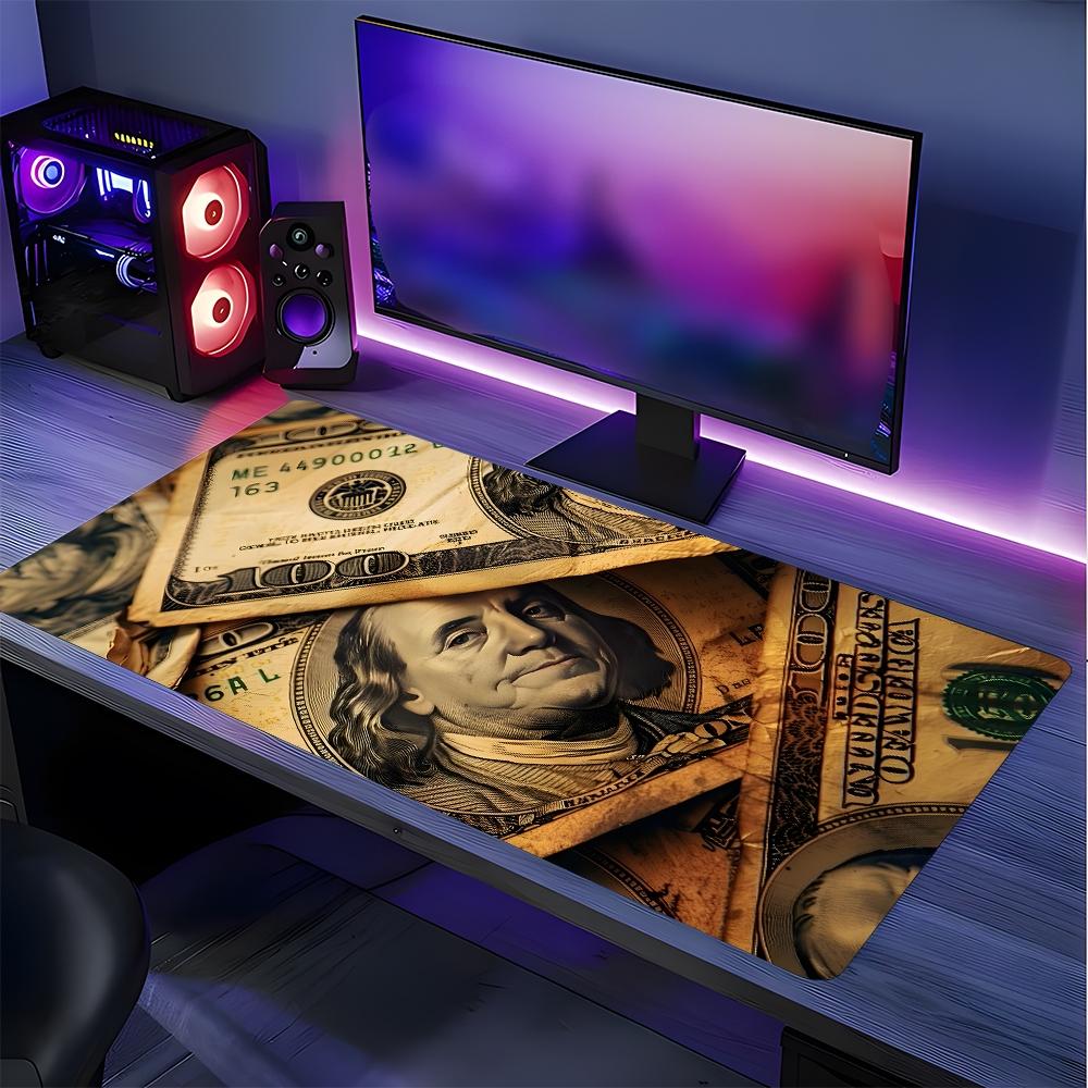 Vintage Cash Banknote Large Extended Gaming Mouse Pad, Non-Slip Rubber Base Stitched Lock Edge Desk Mat, Money Themed Artistic Design Desk Pad, Durable Computer Accessory for Home Office & Gaming Setup, Perfect Gift for Finance Fans & Gamers Vintage Cash Banknote Large Extended Gaming Mouse Pad, Non-Slip Rubber Base Stitched Lock Edge Desk Mat, Money Themed Artistic Design Desk Pad, Durable Computer Accessory for Home Office & Gaming Setup, Perfect Gift for Finance Fans & Gamers