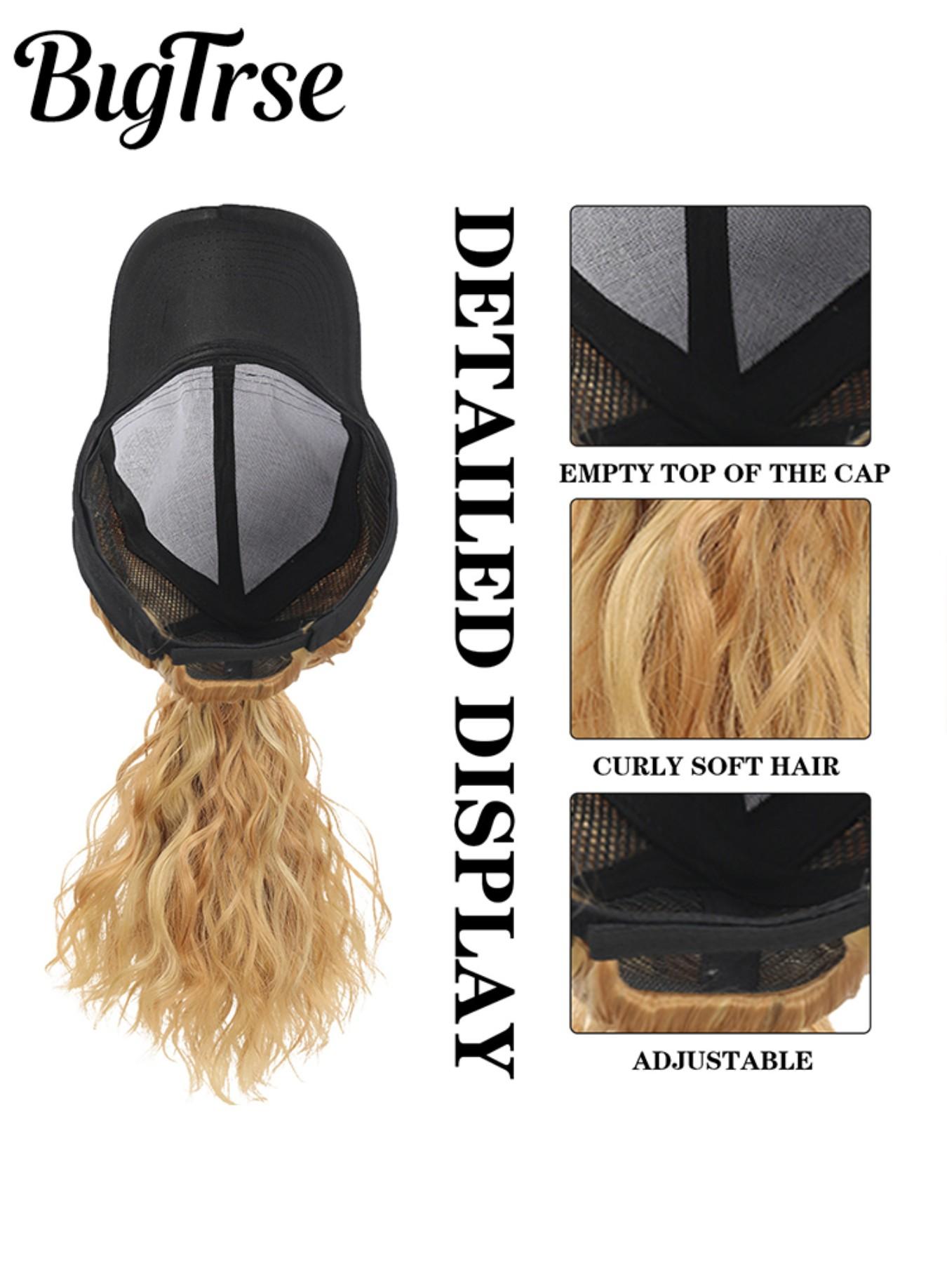 12-Inch High Ponytail Wavy Wig Hat, Summer Sun Protection Cap, Full Volume No Maintenance, Ideal for Outdoor Activities and Daily Wear