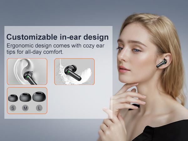 ONE LIFE True Wireless Bluetooth 5.3 Earbuds with LED Display TWS In-Ear Headphones with Mic, Lightweight Ergonomic Design, Long Battery Life, IPX5 Waterproof, HiFi Sound for Sports, Gaming & Travel Audio Charging