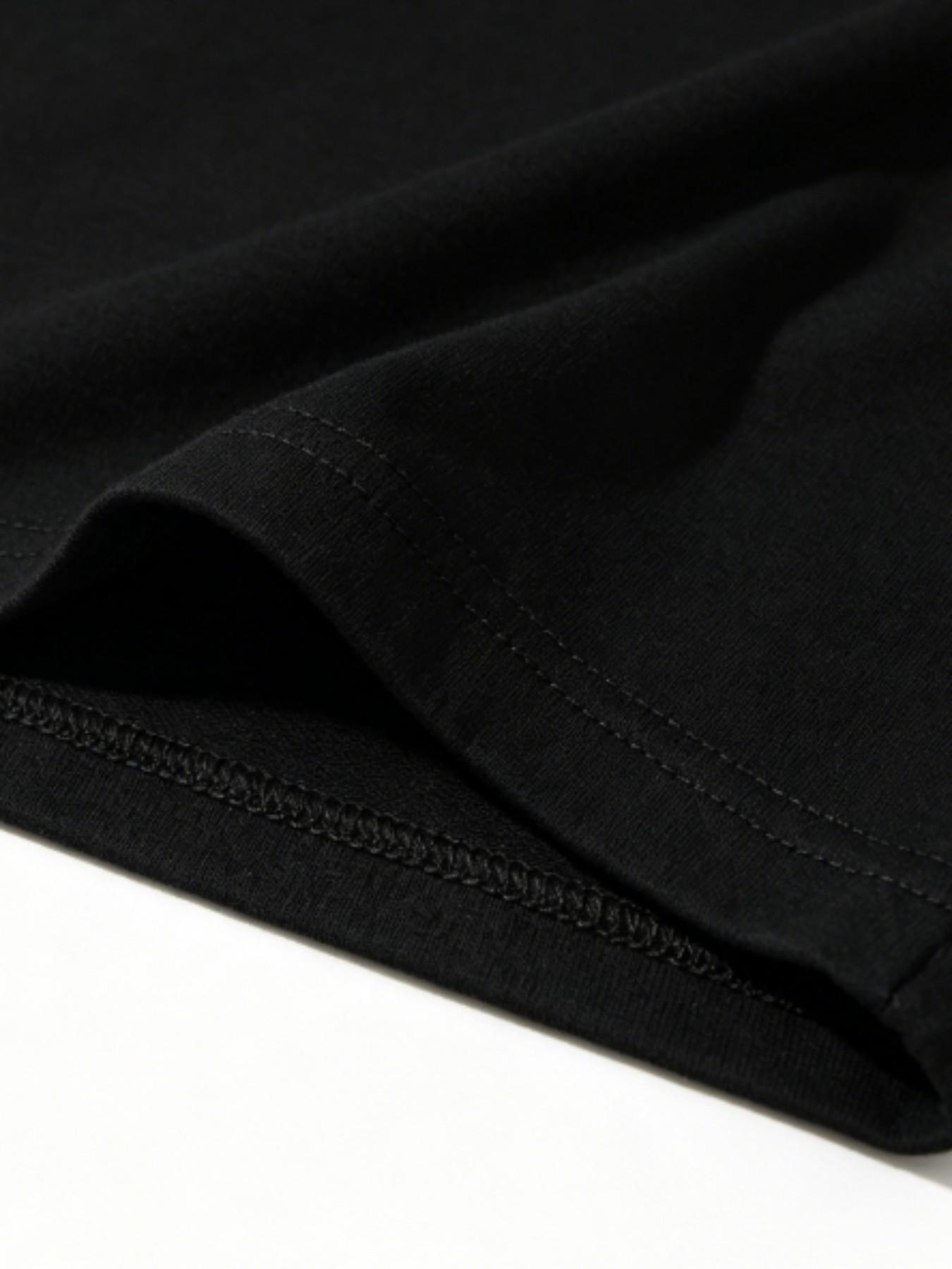 Gallery Dept. Letter Print Short Sleeve T-Shirt, High Street Fashion, Left Chest Simple Logo Design, Men's Daily Wear