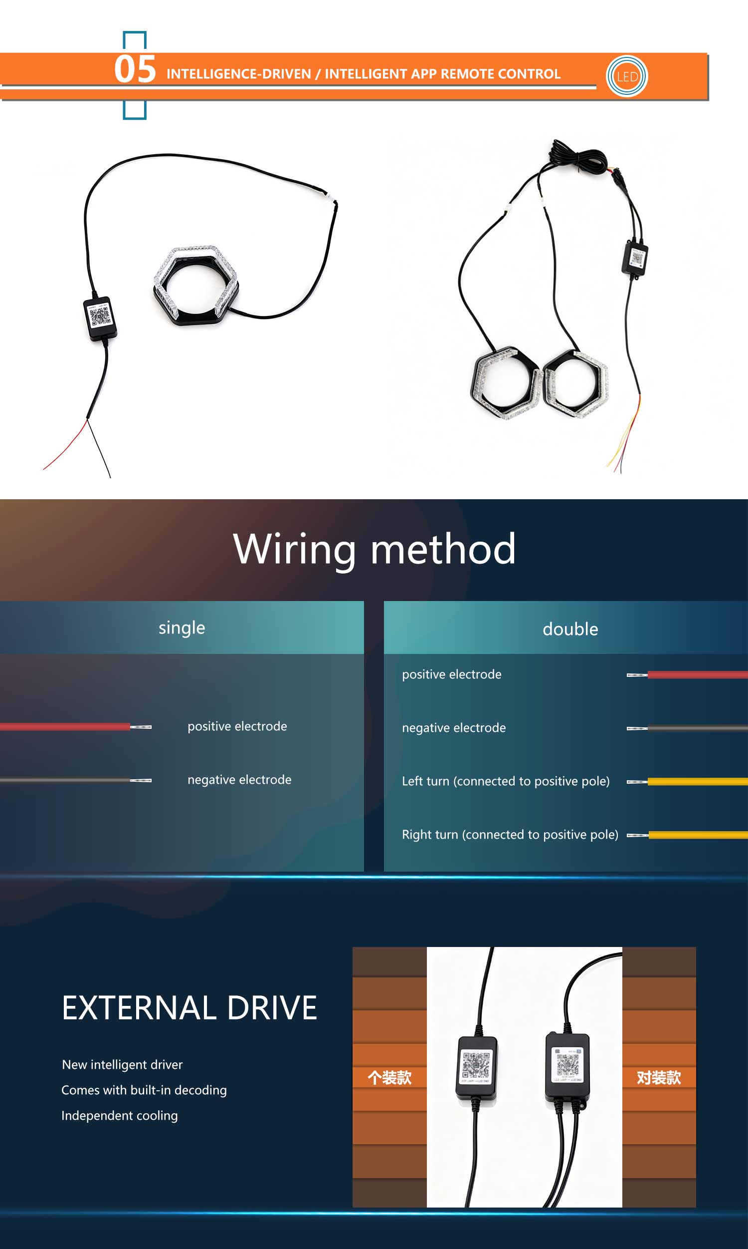 2PCS 5D RGB Angel Eyes Halo Rings Lights with Turn Signal Lights APP Bluetooth LED Motorcycle Retrofit DRL Car Headlight