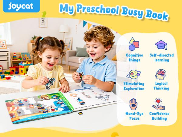 JoyCat Preschool Busy Books Language Toys, Montessori Busy Board, Educational Learning Flash Cards, Sensory Toys, Creative Learning & Fun Activities