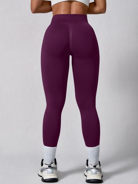 Women's Seamless High-Waisted Sporty Leggings, Tight-Fitting Knit Fabric, Butt-Lifting Yoga Pants for All Seasons, Seamless Workout Leggings