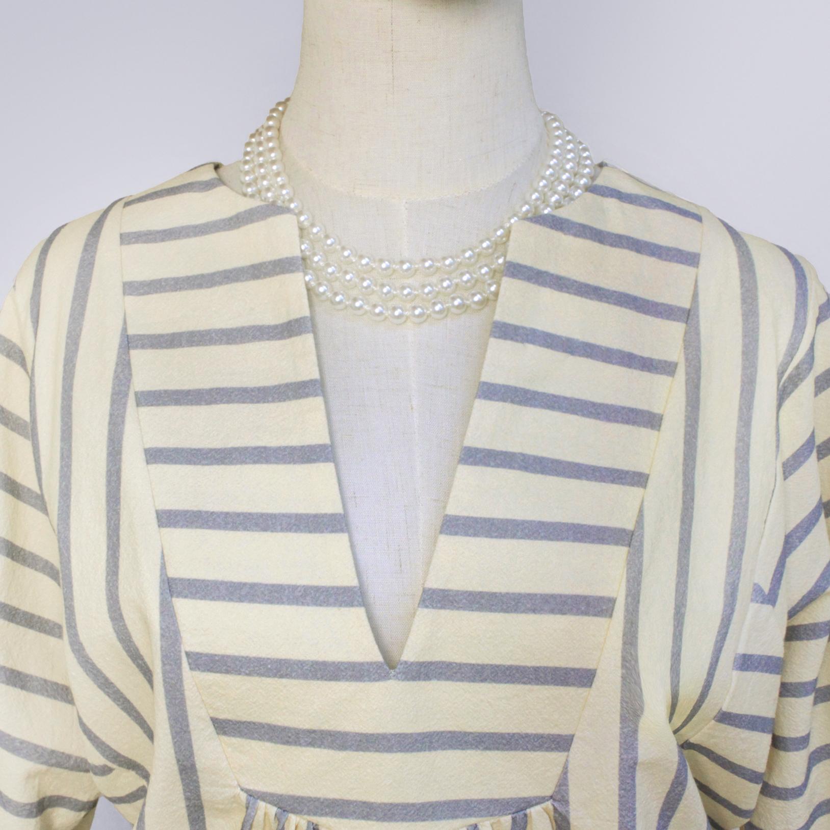 SageVell 100% Cotton Chic Striped V - Neck Breezy Spring Summer Style with Flowy Silhouette & Breathable Fabric Shirt, Elegant Blouse