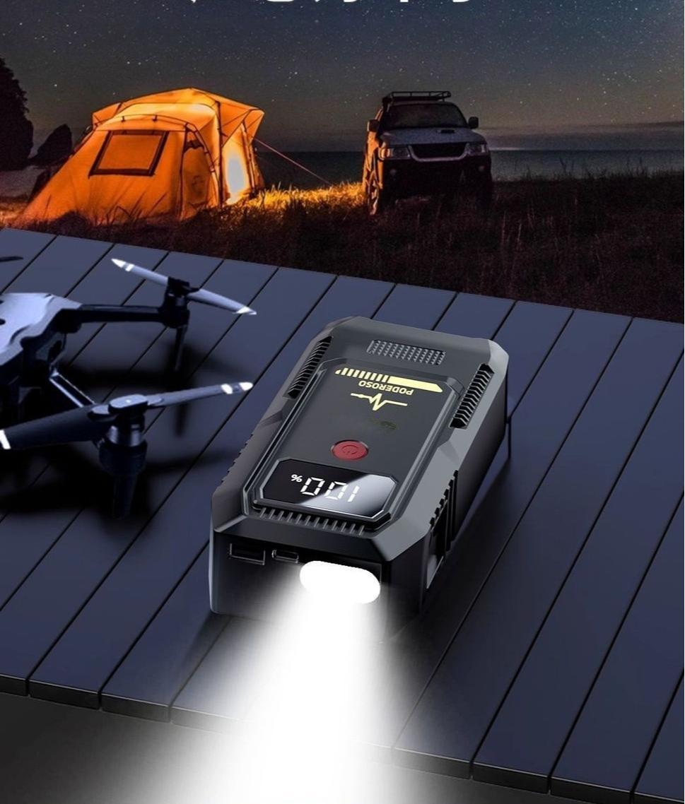 8000A Portable Emergency Jump Starter - Compact Car Battery Charger with LED Light, Mobile Power Supply for In-Car Use, Outdoor Emergency Use
