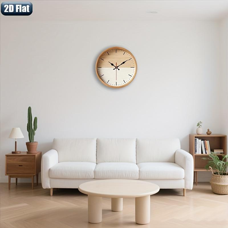 2D Flat. 1pc. Natural Wood Grain Themed Wall Clock, Silent Decorative Clock, Creative Wall Clock, Suitable for Decorating Bedrooms, Living Rooms, And Offices, Available in 25/30 cm (Batteries Not Included)