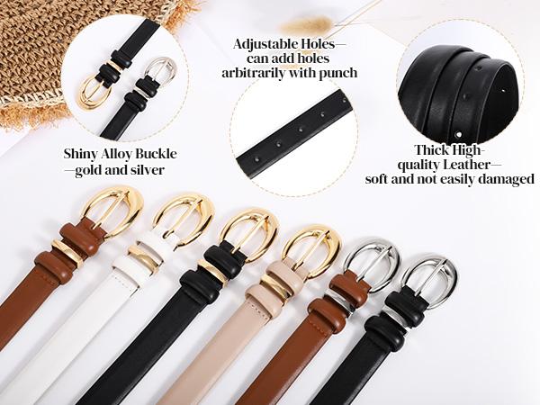 JASGOOD Women Leather Belt for Jeans Pants Fashion Ladies Skinny Faux Leather Belt with Gold Buckle JASGOOD Women Leather Belt for Jeans Pants Fashion Ladies Skinny Faux Leather Belt with Gold Buckle