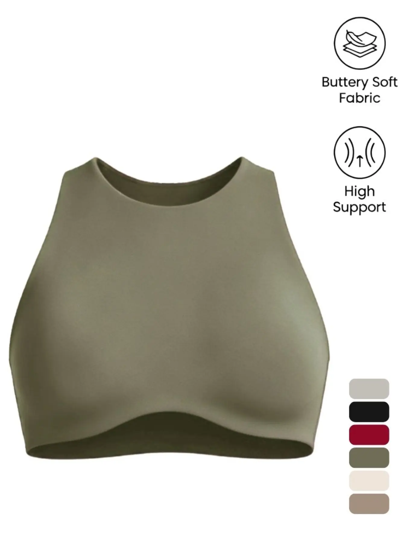 Female Buttery Smooth Seamless Halter Bra Top, High Support Crop Camisole, Minimalist Aesthetic, Yoga Fitness Daily Wear