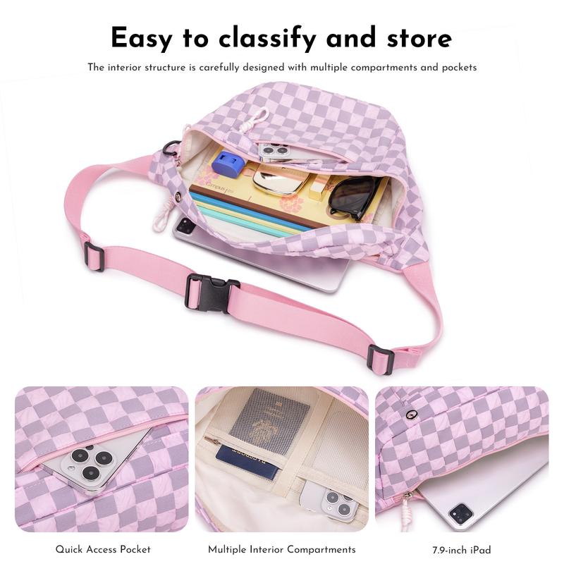 CN6089  Casual Versatile Large CapacityCrossbody Bag, Niche Design CheckerboardWaist Bag Phone Bag, Multi-functionalFashion Essential for Easy Travel andExpanded Storage  TikTokShopHolidayHaul