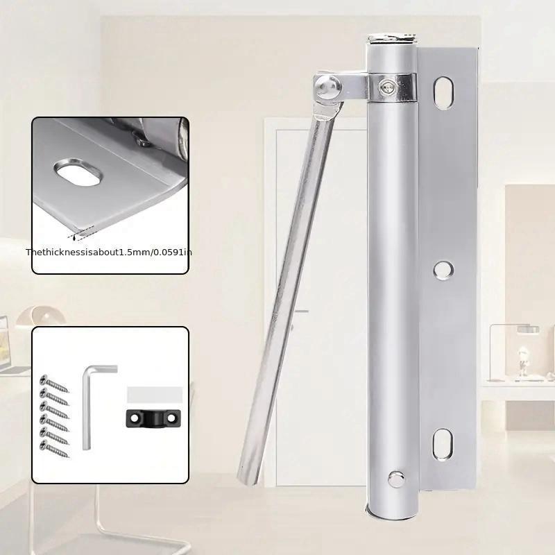 Stainless Steel Adjustable Quiet Automatic Door Closer, Rust-Proof Foldable Design for Home and Office Use, Durable Door Hardware for Easy Installation