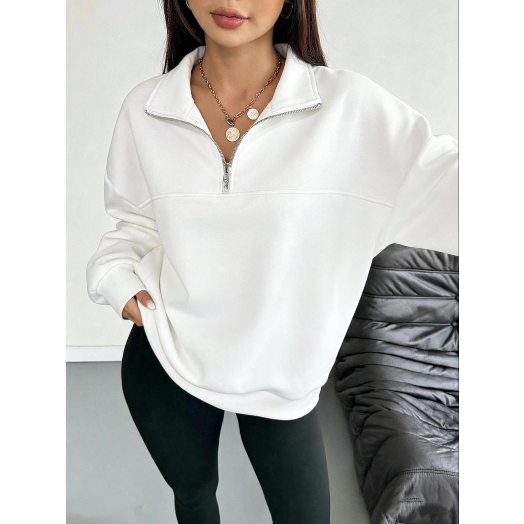 Women's Hooded Half-Zip Casual Graphic Casual Hoodie Collared Round Neck Long Sleeve Sport Top, Full Print Leaf Pattern, Digital Printing, Loose Fit, Fall & Winter, Pullover Sweatshirts, Hoodie Sweatshirts