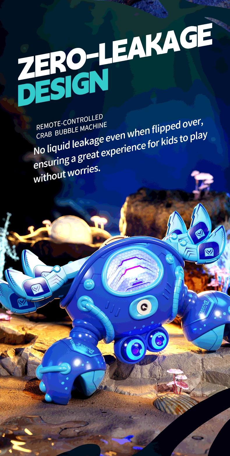 2.4g Remote Control Crab Toy with Music, 360 Degree Rotation, Interactive Bubble Toy, Colorful Lights, Birthday Gift for Kids Ages 8-10