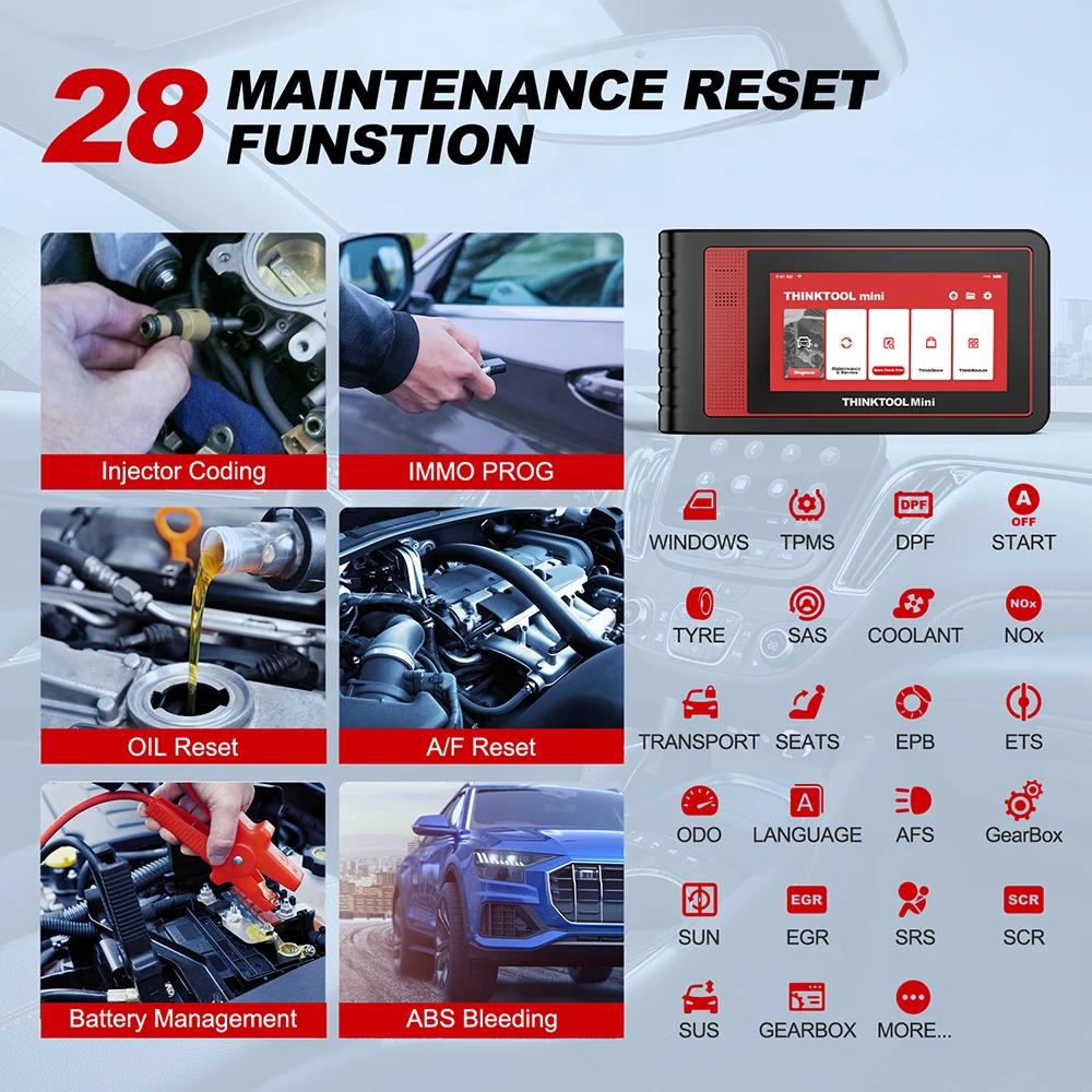 THINKCAR THINKTOOL MINI Professional Auto OBD2 Scanner Full System 28 Reset ECU Coding Bidirectional Test Car Diagnostic Tools Injector Vehicle