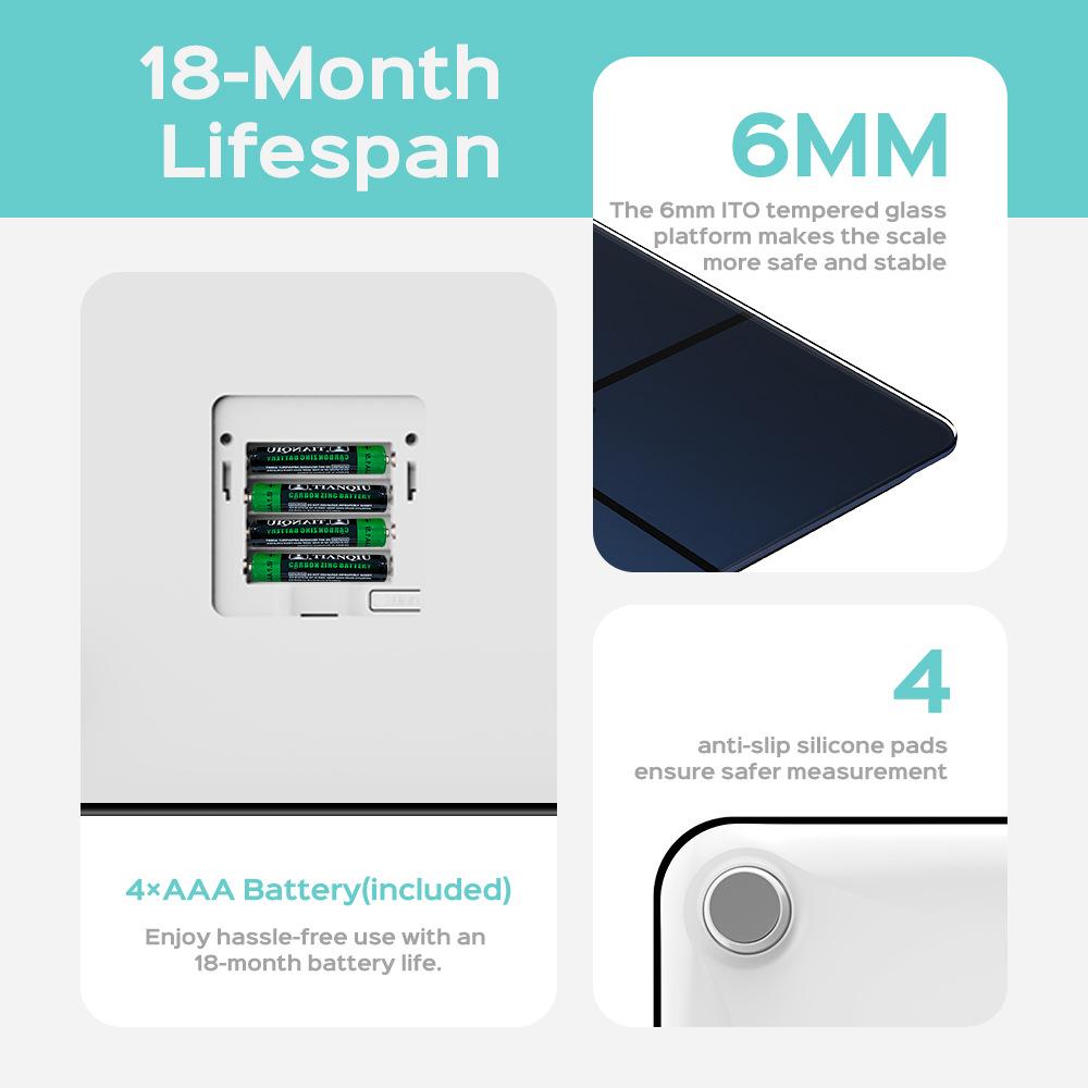 Fitdays Bathroom Scale, Smart Bluetooth Body Weight Scale, High-Precise 16  Body Indicators, Tracks Heart Rate, Body Weight, BMI,  BMR, Fitness tracking, up to 24 Users