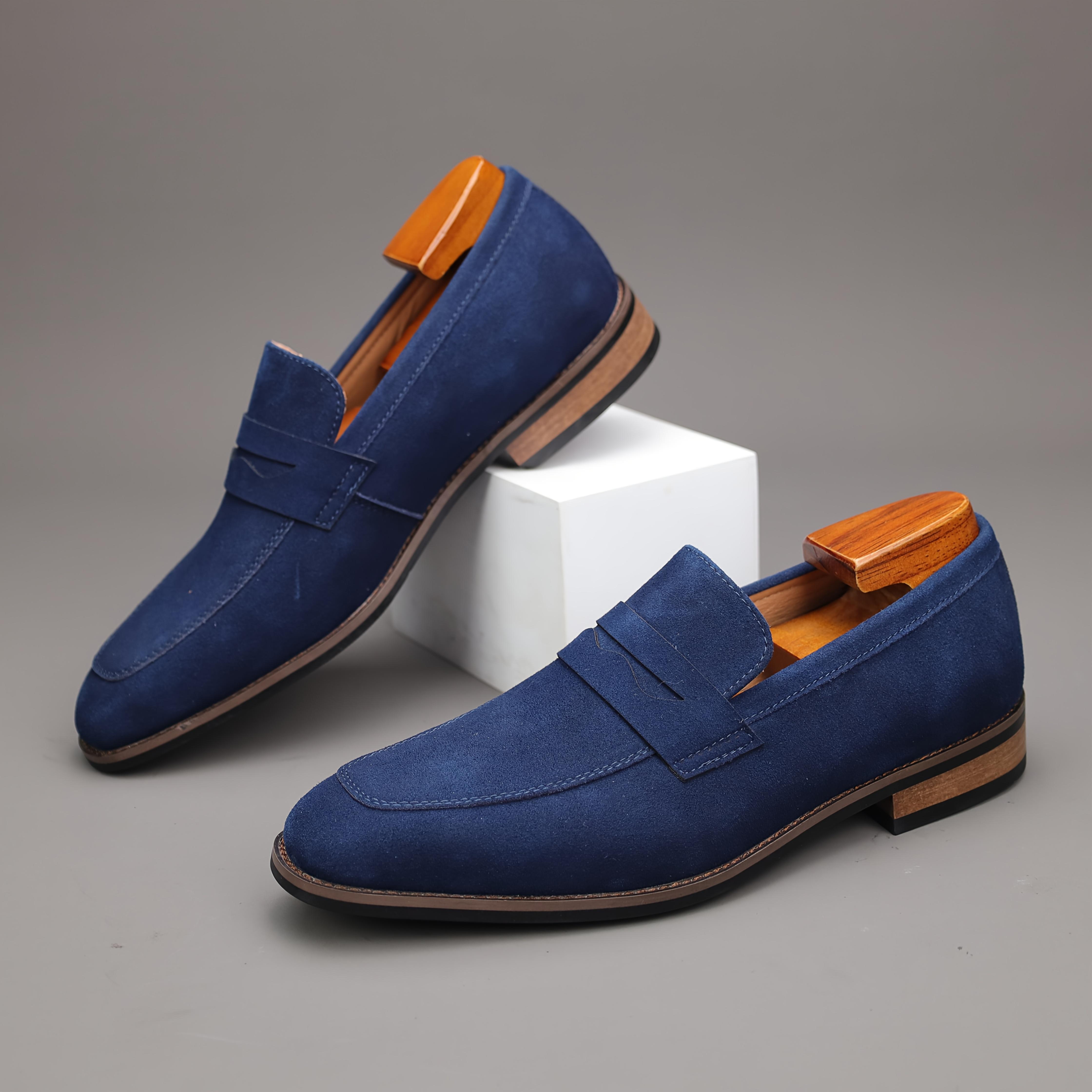 Men's Top Grain Cow Upper Slip On Penny Loafer Shoes, Elegant Comfy Non Slip Rubber Sole Dress Shoes, Men's Footwear,Real Shoes,size7-14