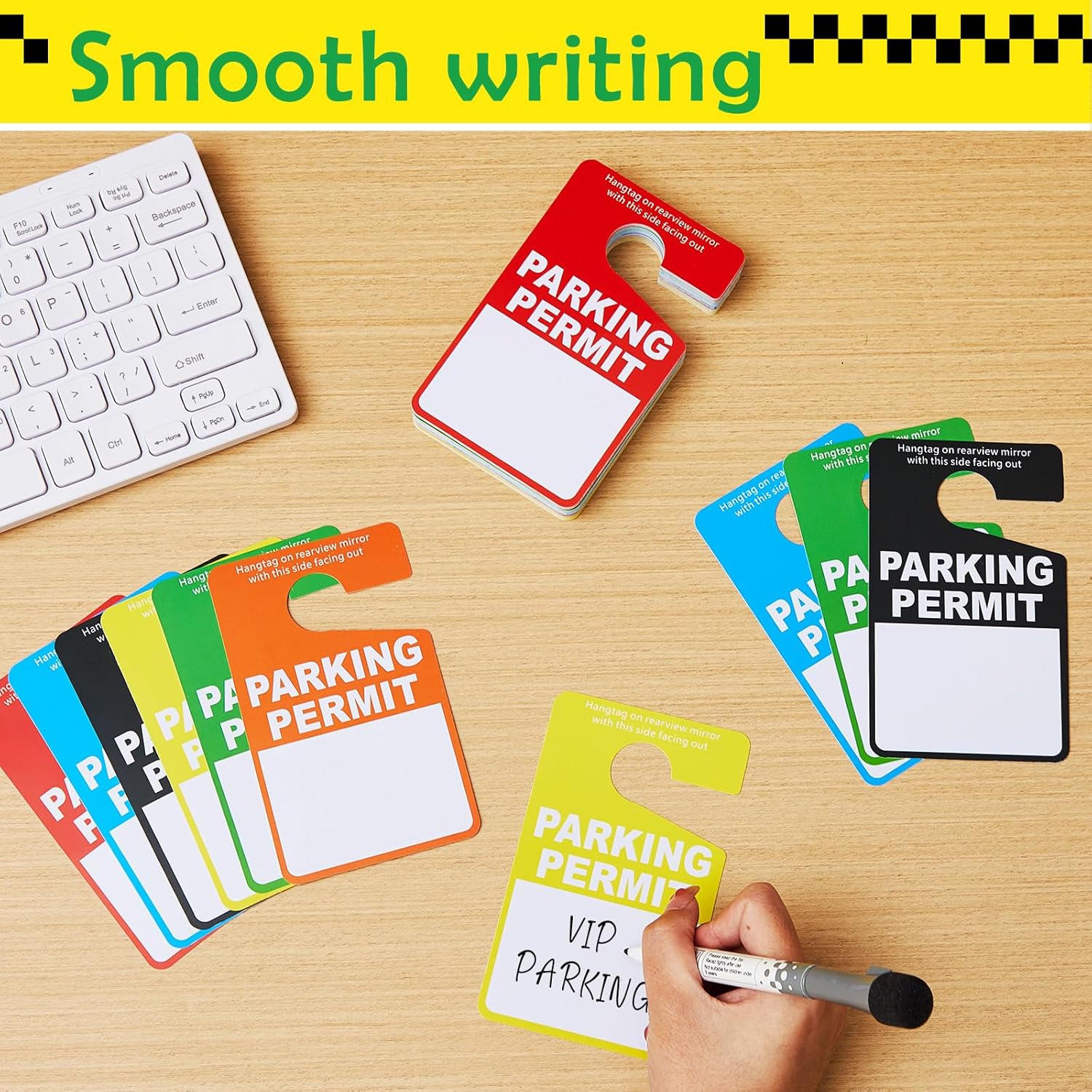 120 count Parking  Hang Tags 3 x 5 Inch Colorful Plastic Temporary Parking Placards  Passes for  Rear View Mirror for Rental Business School Lot