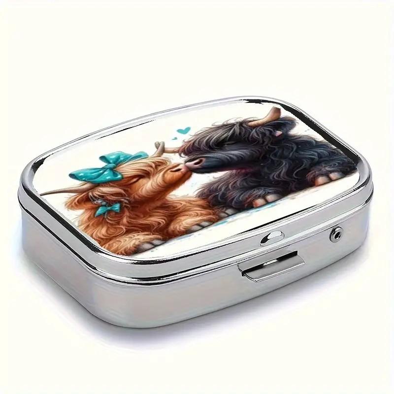 1pc Dual Cow Pill Box, Pocket 2 Compartment Medicine Organizer ...