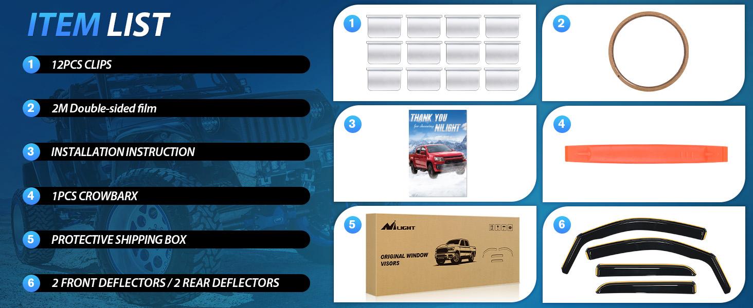 Nilight in Channel Window Deflectors for Chevy Silverado/GMC Sierra 1500 Crew Cab 2014-2018,Silverado/Sierra 2500HD-3500HD Crew Cab 2015-2019 Rain Guards,Vent Window Visors-4pcs Car Truck Vehicle Replacement Automotive Nilight in Channel Window Deflectors for Chevy Silverado/GMC Sierra 1500 Crew Cab 2014-2018,Silverado/Sierra 2500HD-3500HD Crew Cab 2015-2019 Rain Guards,Vent Window Visors-4pcs Car Truck Vehicle Replacement Automotive