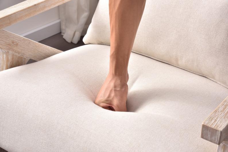 [TikTokShopBlackFriday]EBELLO Mid Century Modern Chair with Wood Frame, Upholstered Armchair with Waist Cushion, Accent Chair for Living Room Bedroom Apartment, Easy Assembly, Beige