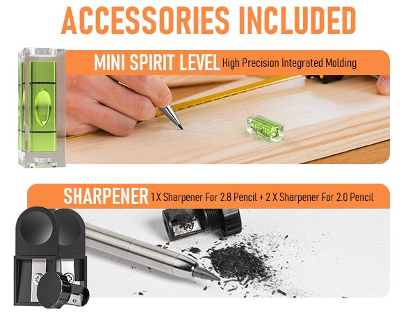 Nicpro 28 Pack Carpenter Pencil Set with Sharpener, Mechanical Carpenter Pencils with 127pack Refills and Carbide Scribe Tool, Heavy Duty Construction Pencils for Architect Woodworking-with Canvas Case, Carpentry