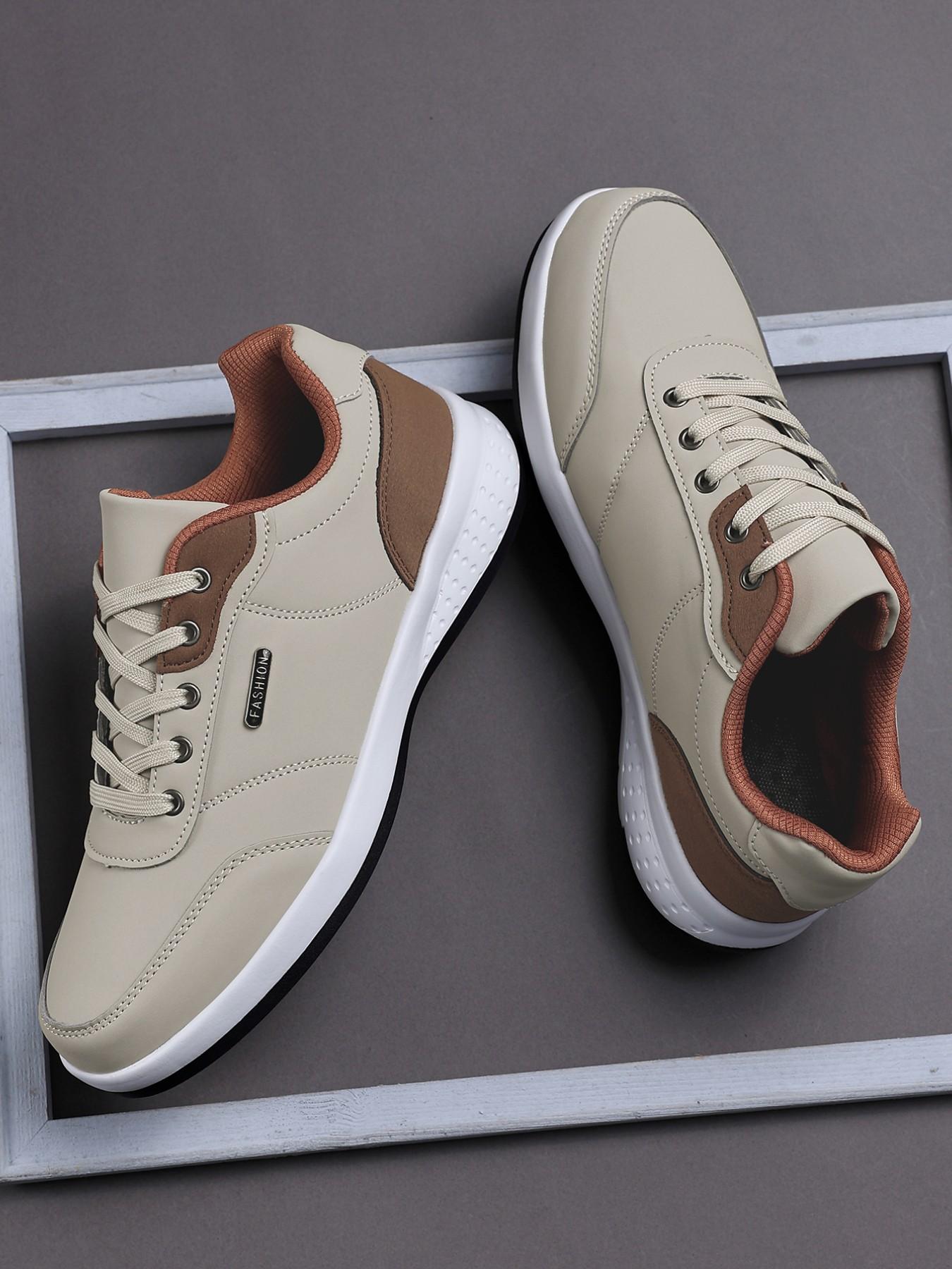 Men's Athletic Shoes, Breathable PU Leather, Colorblock Design, Eva Sole, Casual Style, All-Season Sneakers, Anti-Slip & Shock-Absorbing, Versatile Colorblock Sneakers