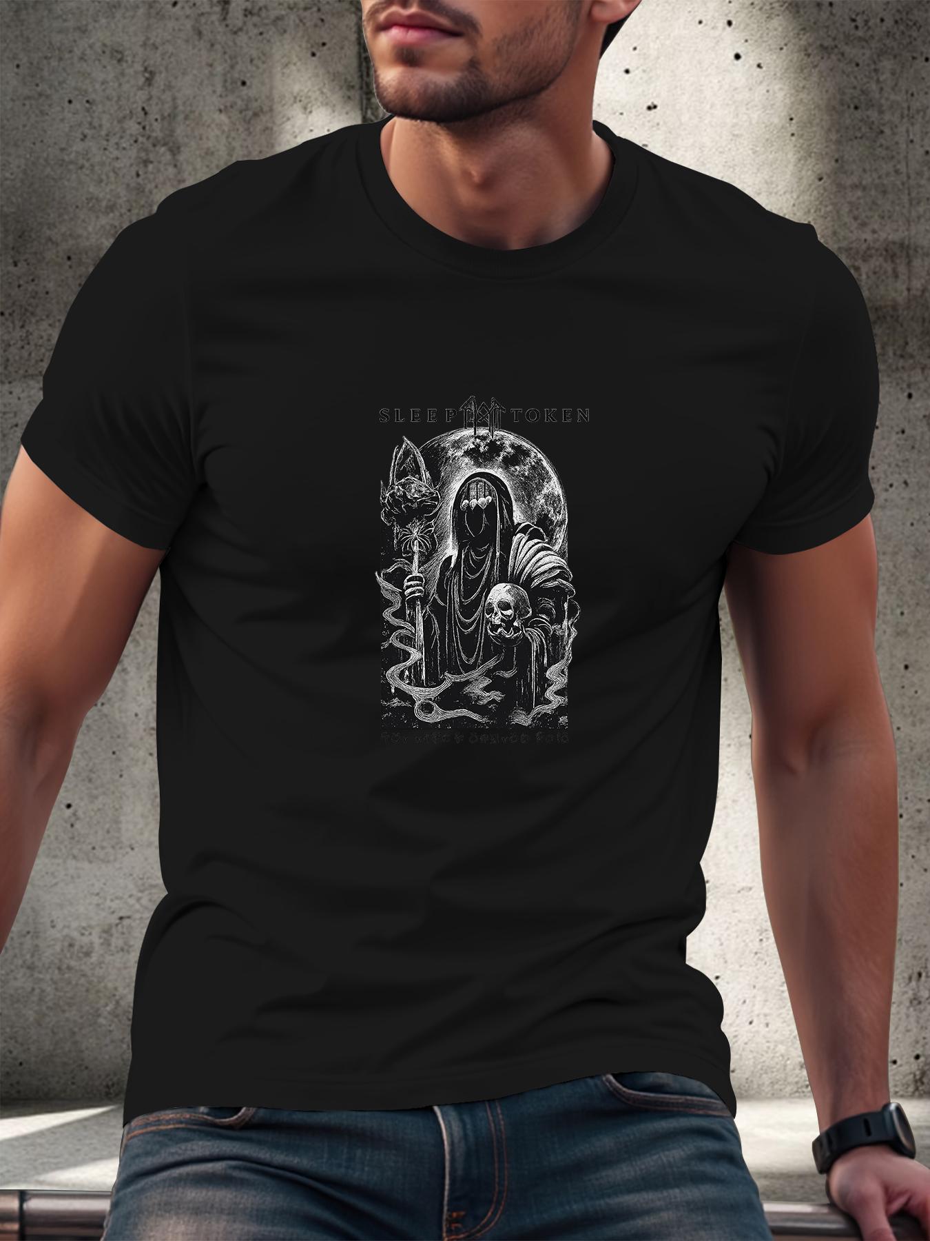 Men's pure cotton casual short-sleeved T-shirt, spring and summer style short-sleeved solid-color printed casual sports T-shirt, all-cotton home and outdoor comfortable and breathable round-neck T-shirt, suitable as a gift for men