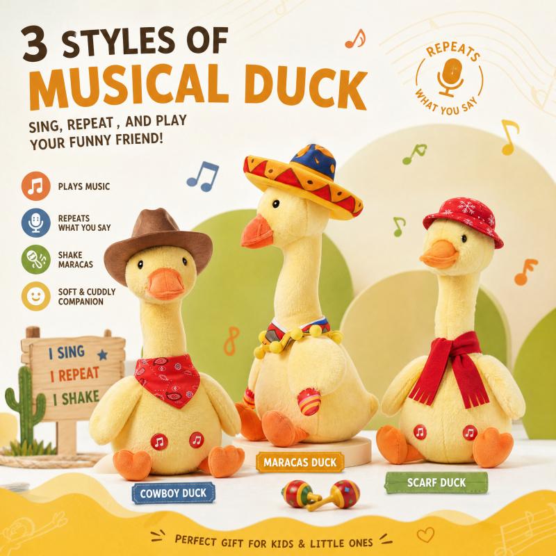 Talking Duck Toy, Repeats Voice, Dancing Singing Plush Toy, Funny Kids Toy Gift Interactive Sight Word Flash Cards outdoorfun