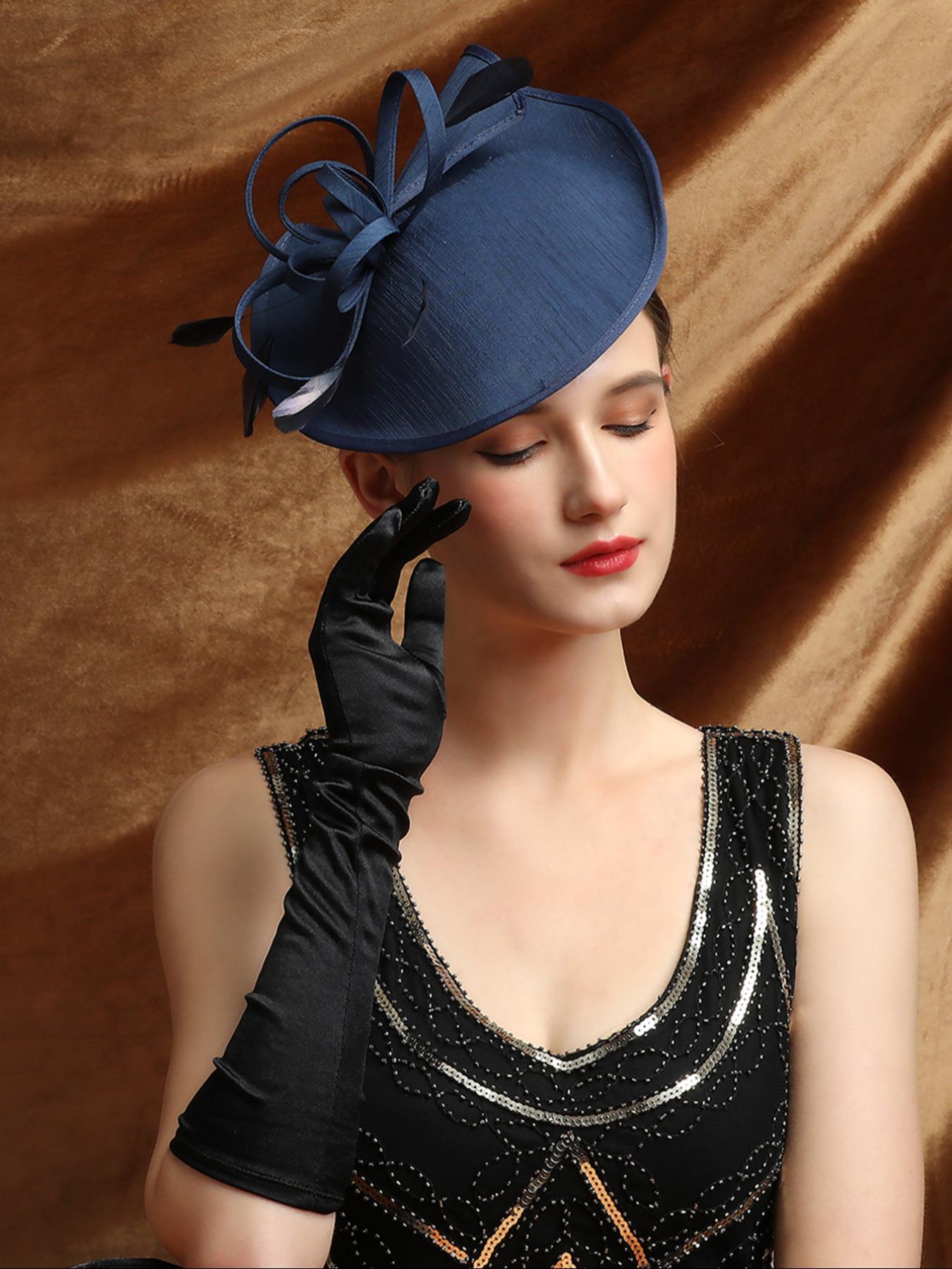 1PCS Women's Mesh Fascinator Hat with Wave Dot Decoration, Floral Feather Hair Accessory, Wedding Cocktail Party Headwear